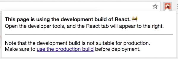 Development mode warning in React DevTools
